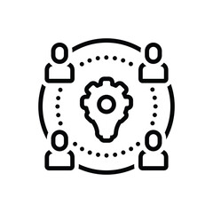 Black line icon for teamwork 