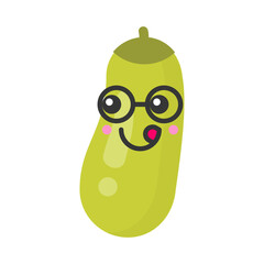 Cute smiling zucchini, isolated colorful vector vegetable icon - 673619060