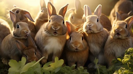 a group of bunnies - obrazy, fototapety, plakaty
