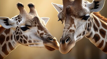 giraffes looking at each other
