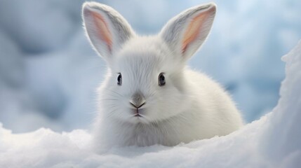Obraz premium a white rabbit in the snow
