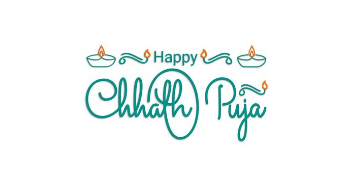 Happy Chhath puja animation. Handwriting text animated with alpha channel. Great for events, celebrations, campaigns, promotions, and festivals. Transparent background, easy to put into any video