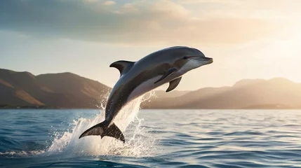 Raamstickers a dolphin jumping out of the water © KWY