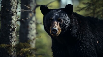 Fototapeta premium a black bear in a forest