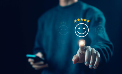 5-star rating review client and customer service satisfaction survey