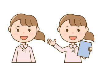 ピンク色の白衣を着た看護師さんのイラスト