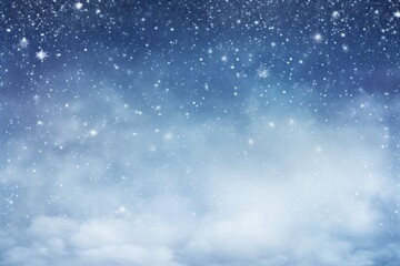 Fototapeta na wymiar Snowy winter sky background with snowflakes gently falling