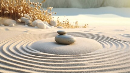 Fototapeta na wymiar a group of white stones on a sandy beach