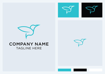 Modern line art wild hummingbird vector logo template