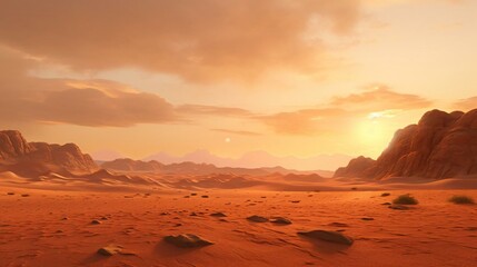 Naklejka premium a desert landscape with a sunset