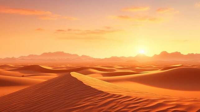 a desert landscape with the sun setting © KWY