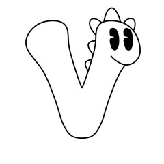 Dinosaur alphabet Cartoon doodle outline dino font letter funny dino for nursery kindergarten kids baby shower birthday coloring book illustration  abc kids typography