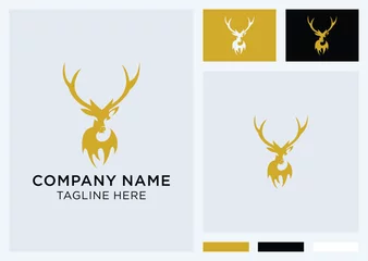 Deurstickers Luxury line art deer antlers vector logo template © hallo