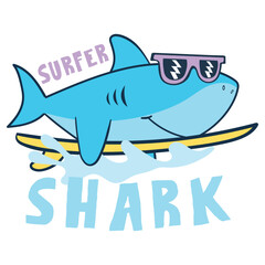 surfer cartoon shark