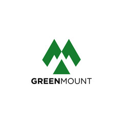 Modern M Letter greenmount company logo design