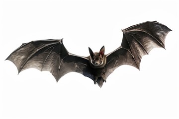 Bat flying through the air on a white background