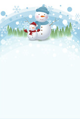 寒中見舞い　雪だるま　雪　背景