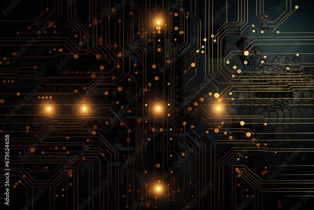 Poster circuitry pattern with glowing elements. technology, futuristic concept