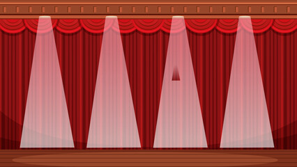 Limelight Curtain Stage Background: Vector Cartoon Illustration