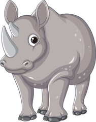 Rhinoceros Cartoon Character Standing on White Background
