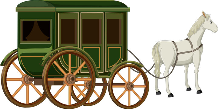 Isolated Vintage Horse Carriage Illustration