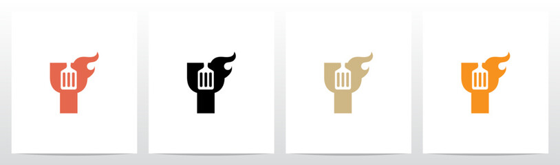 Spatula And Flame Cooking Frying On Letter Logo Design Y