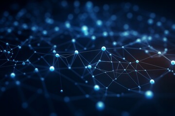 Obraz premium Cyber network theme with connected dots. Technology, futuristic concept