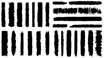 Set of grunge black paint brush strokes. Brush strokes collection isolated on white background for design. Grunge backdrop, trendy brush stroke for black ink paint. vector illustrator	