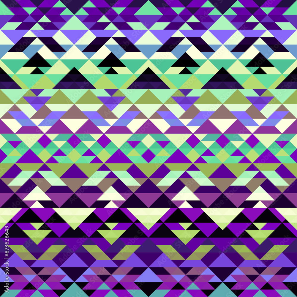 Aufkleber Colorful Aztec Fabric, Wallpaper and Home Decor. Abstract seamless lowpoly pattern. Triangles aztec background. Vector seamless image.