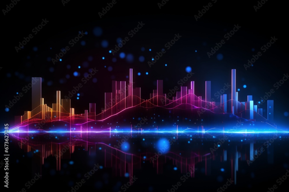 Poster modern digital data flow with neon lights. data connection concept
