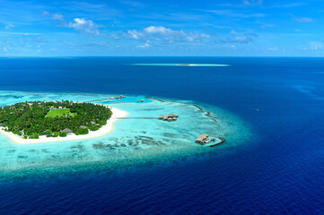 Obraz premium Aerial Shot of Island Surrounded by Blue Sea