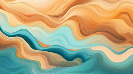 Desert Sand and Turquoise Abstract Pattern Wallpaper