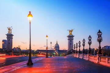 Fotobehang Pont Alexandre III The Alexander III Bridge across Seine river in Paris