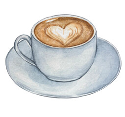 Hand drawn coffee mug, watercolor illustration
