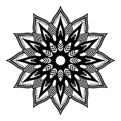 hand-drawn lotus flower mandala art style with creative black and white background design vector in abstract luxury
