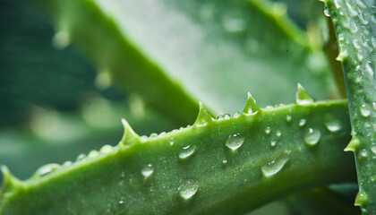 Close-Up Aloe Vera Water Droplets
