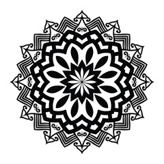 luxury lotus mandala art style with creative black and white color background design vector