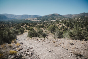 Rocky ATV trail through rolling hills desert landscape near Camp Verde Arizona