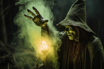 Obraz premium Wicked witch's hand casting a spell.