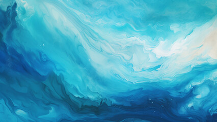 Ocean Blue and Aqua Abstract Pattern Wallpaper