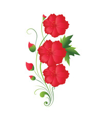 floral design on white isolated vector illustration