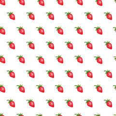 Seamless strawberry pattern background. Summer botanical illustration. For packages, cards, logo. Summer sweet bright and berries.