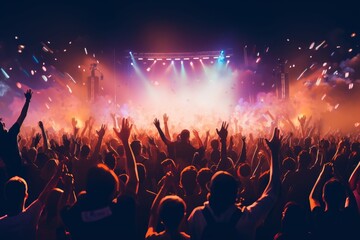 concert and festival background crowd of people partying, Generative AI