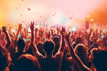 concert and festival background crowd of people partying, Generative AI