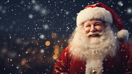 Joyful Christmas background featuring Santa Claus decorations