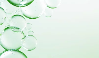 Foto op Plexiglas Water droplets floating in white space, green water bubble abstract background, sustainable abstract, Generative AI © Picture Perfect