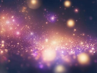 Blurred sparkles shine with purple, gold and blue bright sparkles, shimmering dust,.magical atmosphere, vibrant colors. Generative AI.