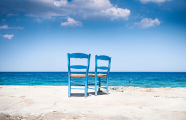 Two Blue-and-brown Chairs