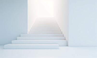 Pure white space and stairs Abstract Simple Inorganic Thumbnail, Generative AI