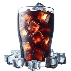 glass of cola with ice,png - obrazy, fototapety, plakaty